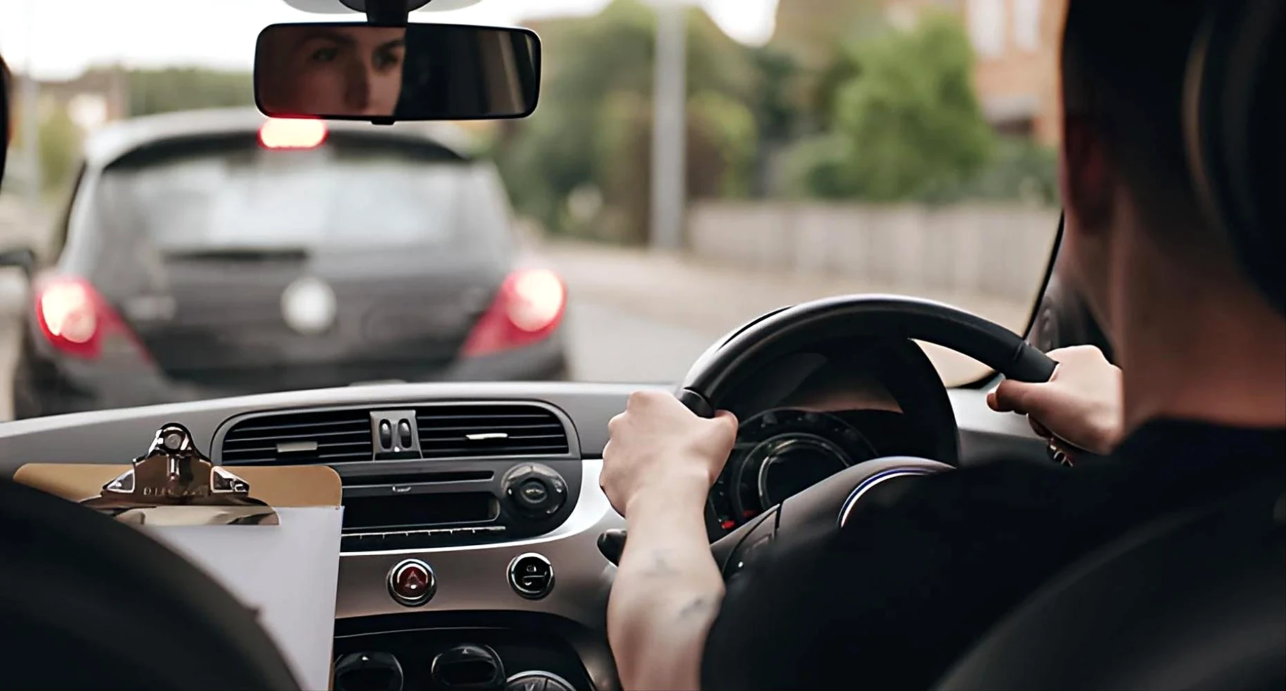 View from the driver’s seat during a driving lesson